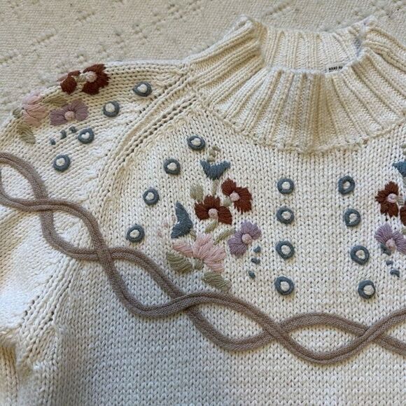 Vintage Marnie West Floral Grandma Feminine Coquette Heavy Knit Sweater Medium - Picture 7 of 11